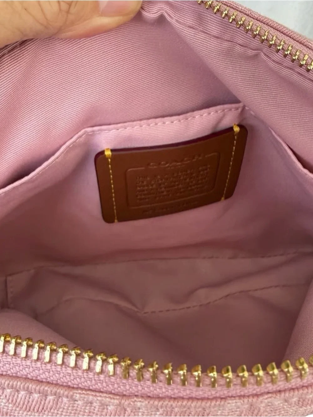 Coach Pink Signature Canvas Crossbody Camera Bag with Gold Hardware